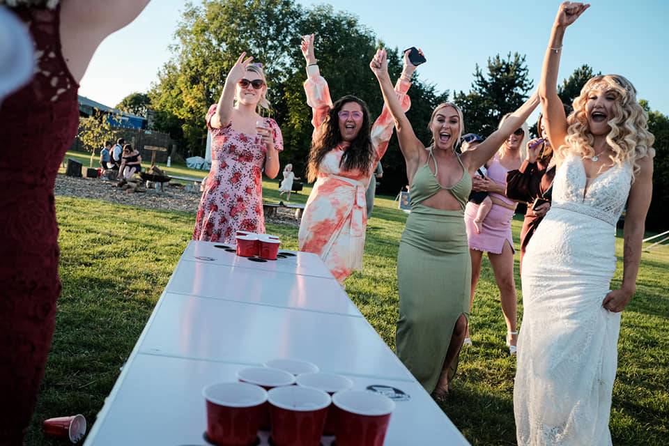 Bridal party having fun