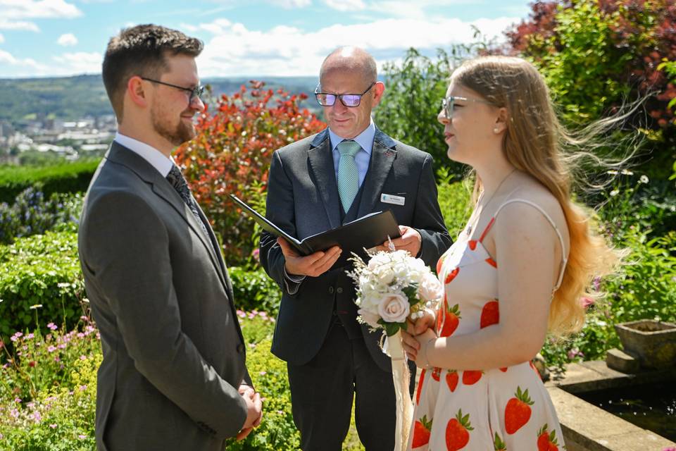 Couple exchanging vows