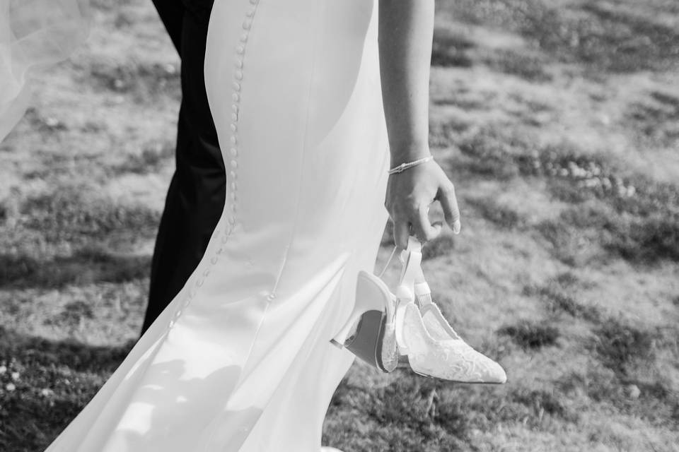 Candid shot of bride & groom