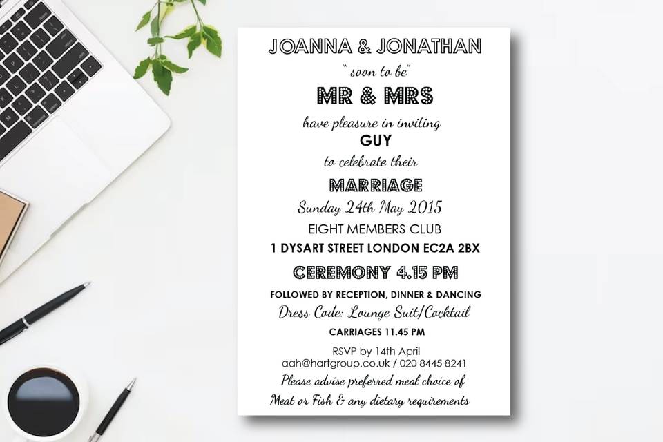 Quirky Wedding Invitation