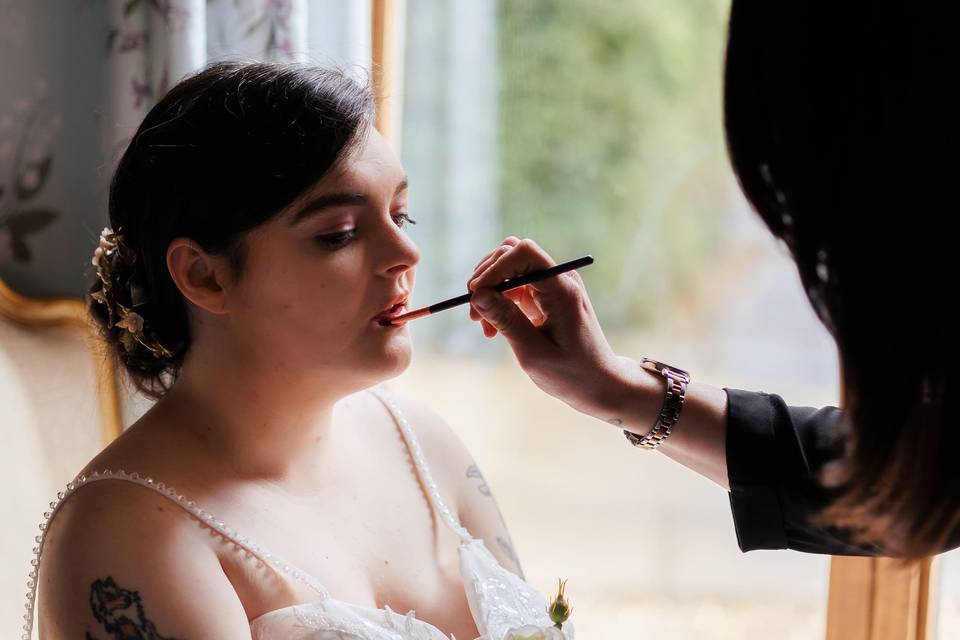 Bride during makeup