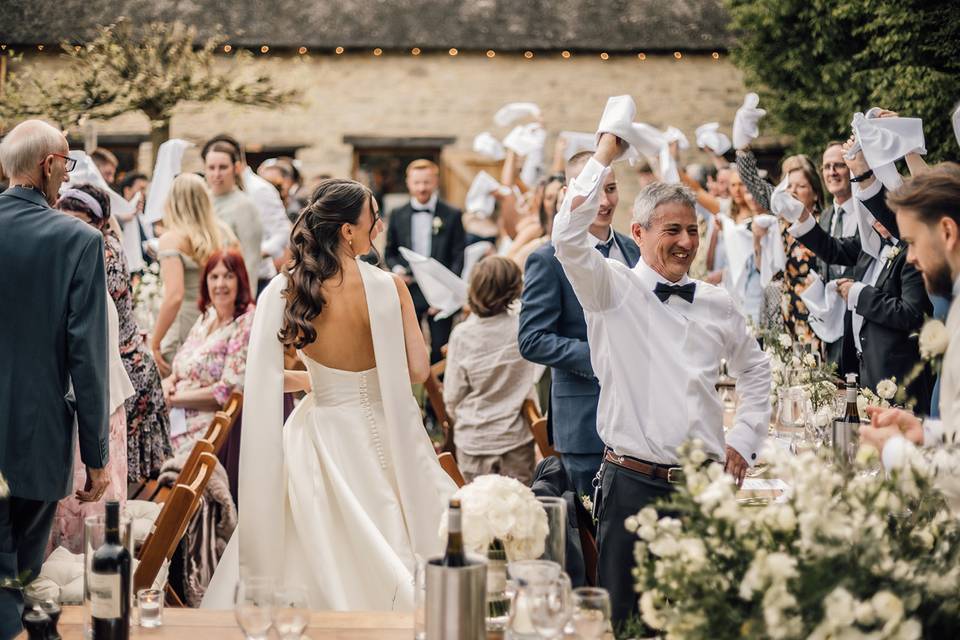 Outdoor dining with guests