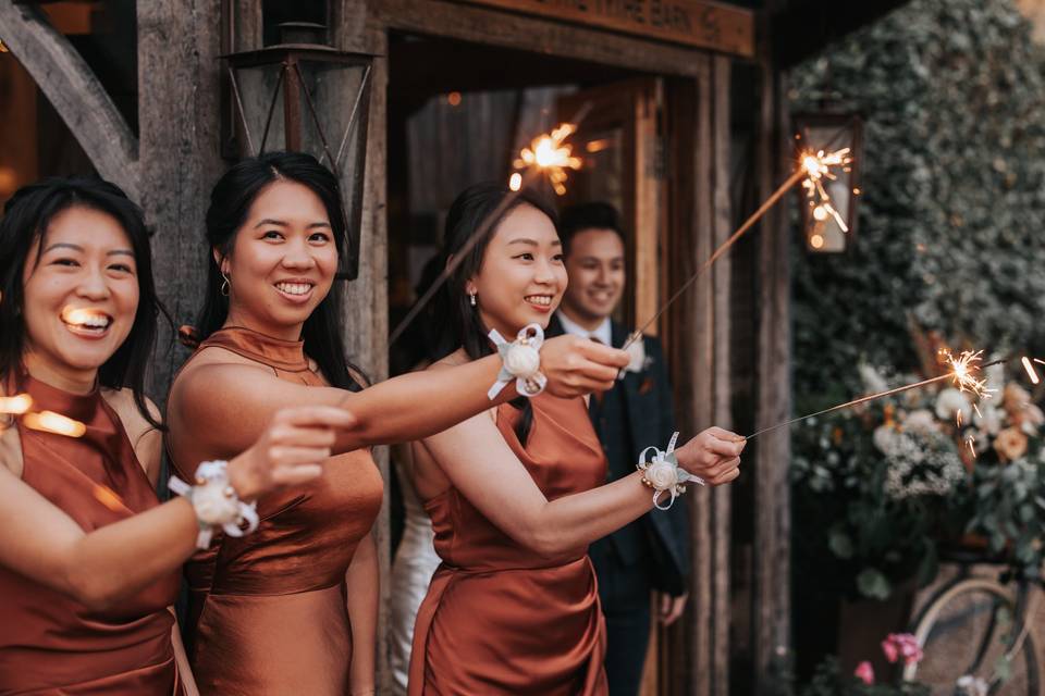 Bridesmaids with Sparklers