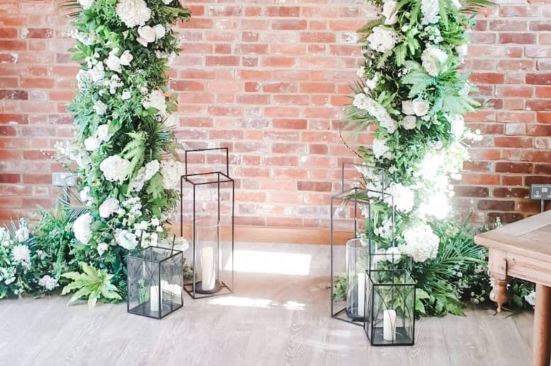 Flower arch at Apton Hall