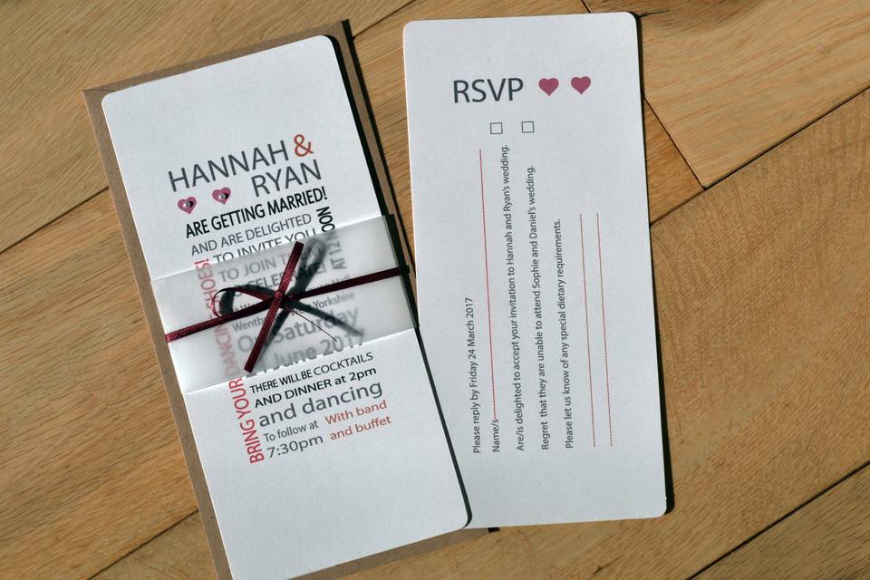 Hannah invitation and RSVP