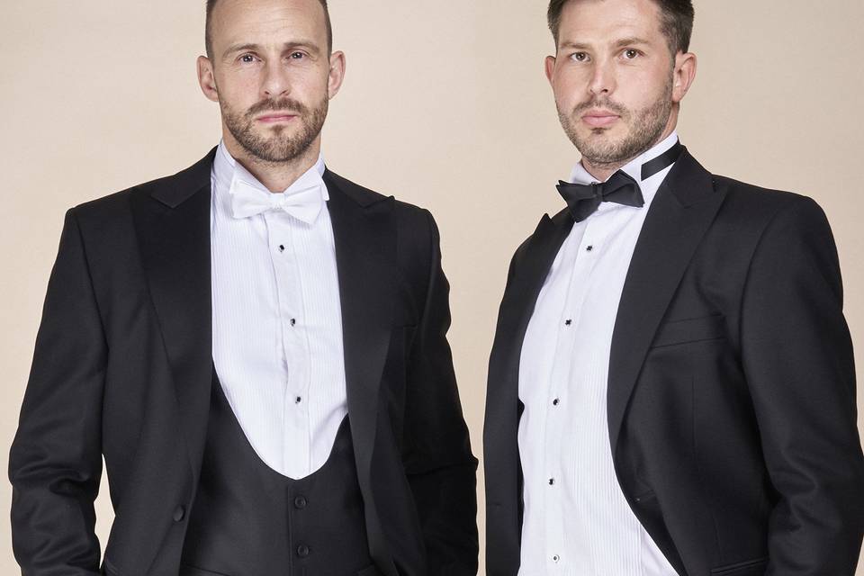 Black and white evening suits