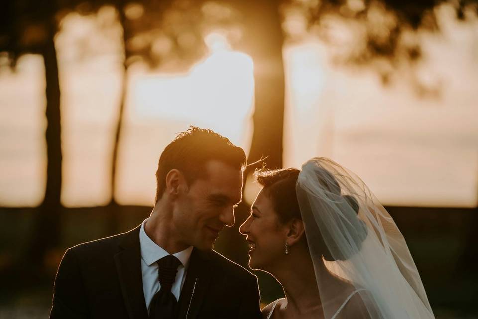 Sunset wedding photos