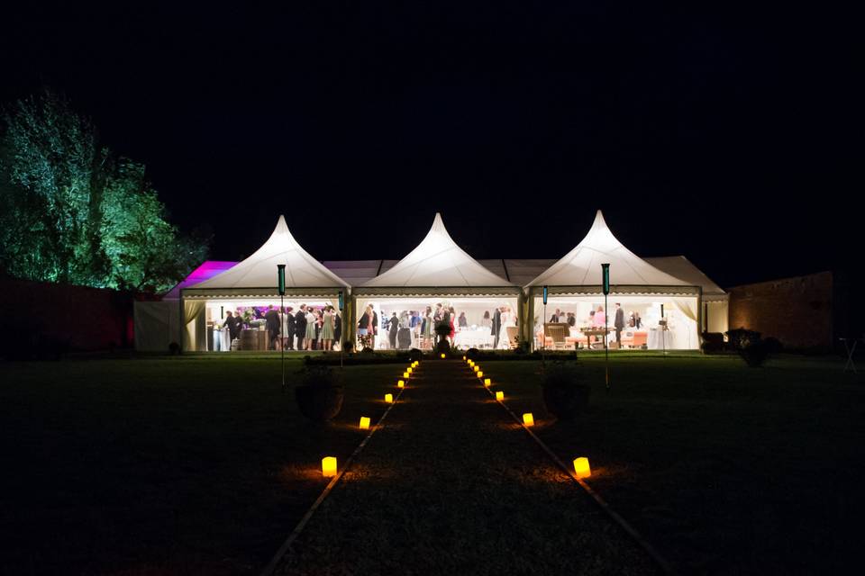 Chinese hat entrance marquees