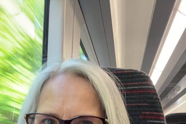 Celebrant on a train