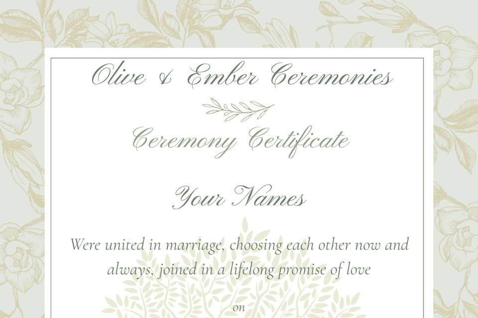 Complimentary Certificate