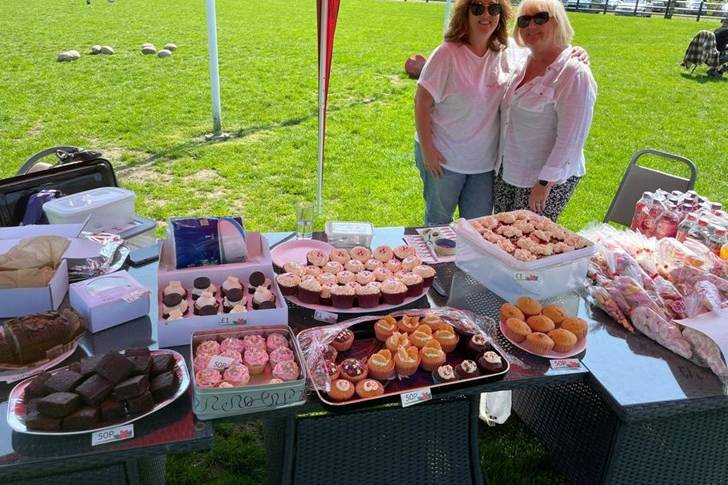 Dessert table outside - smiling for the camera