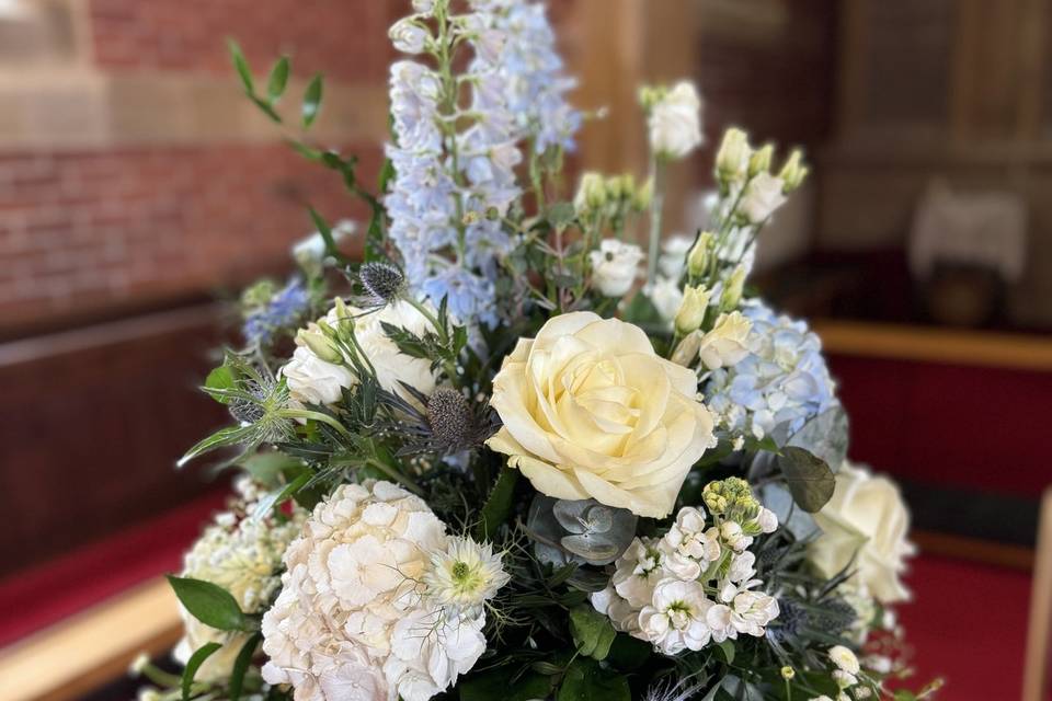 Church pedestal flowers