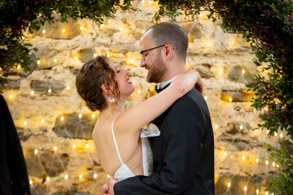 Under the wedding arch