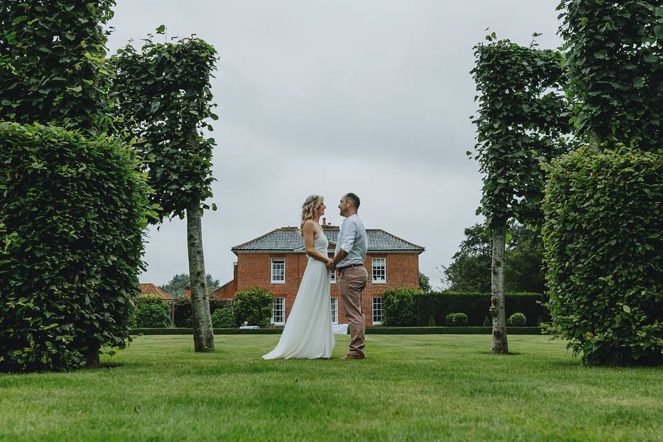 Couple on rectory lawn