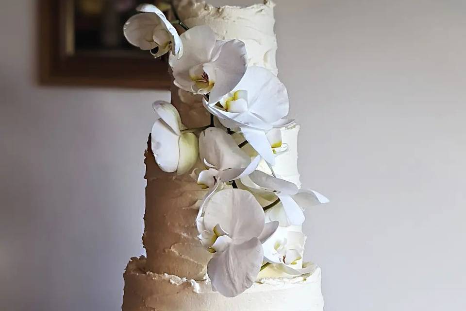 Textured cake with flowers