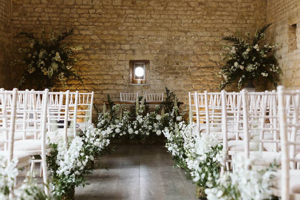 Flowers along the aisle