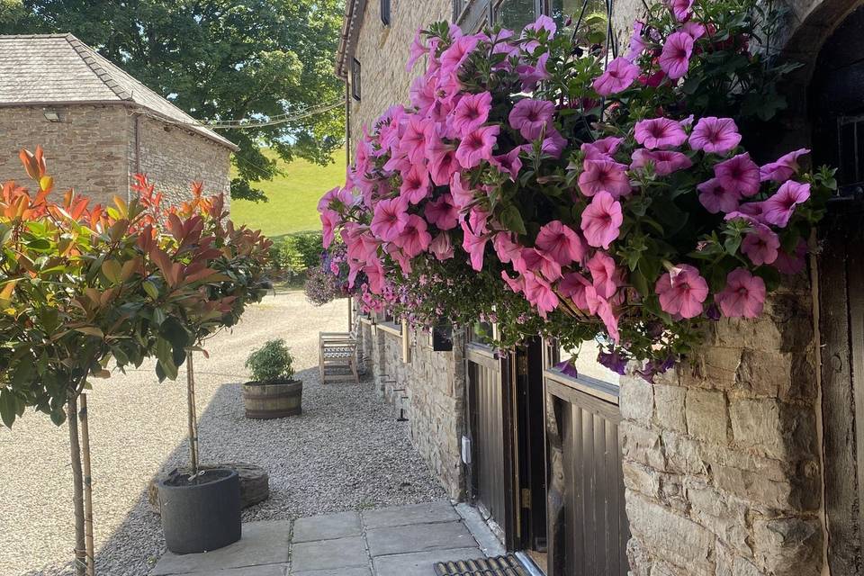 Front entrance with flowers