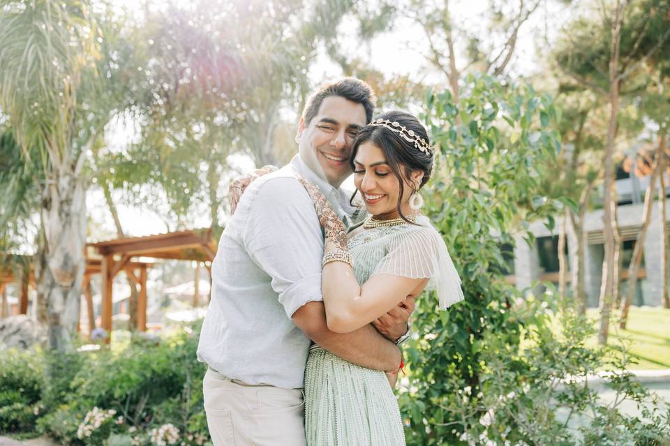 Bride and groom posing