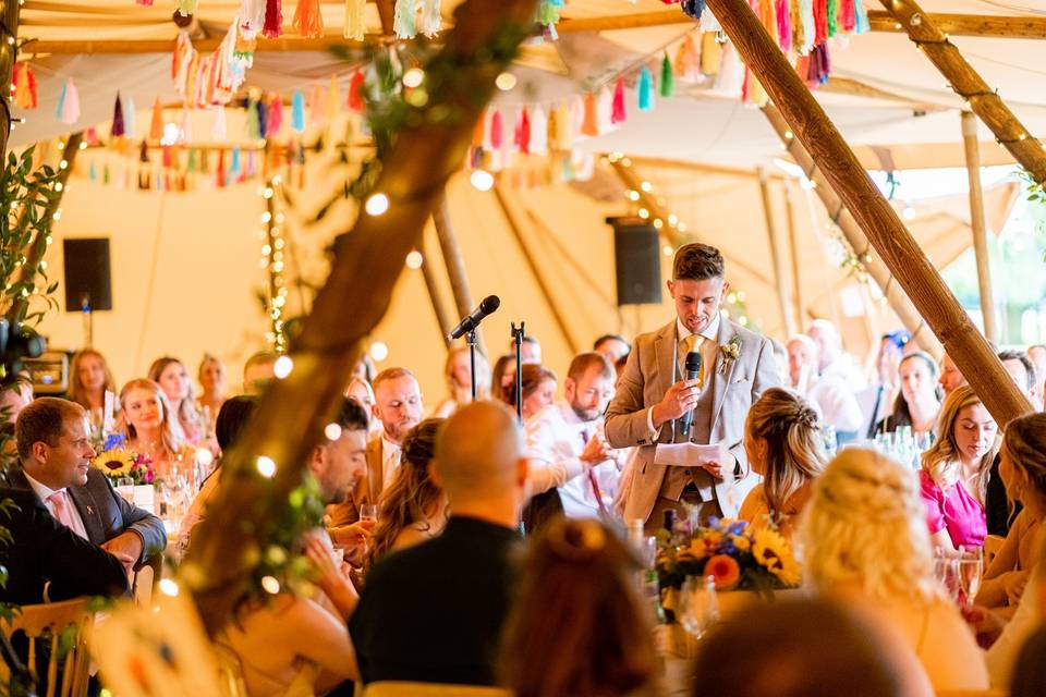 Inside tipi wedding, essex