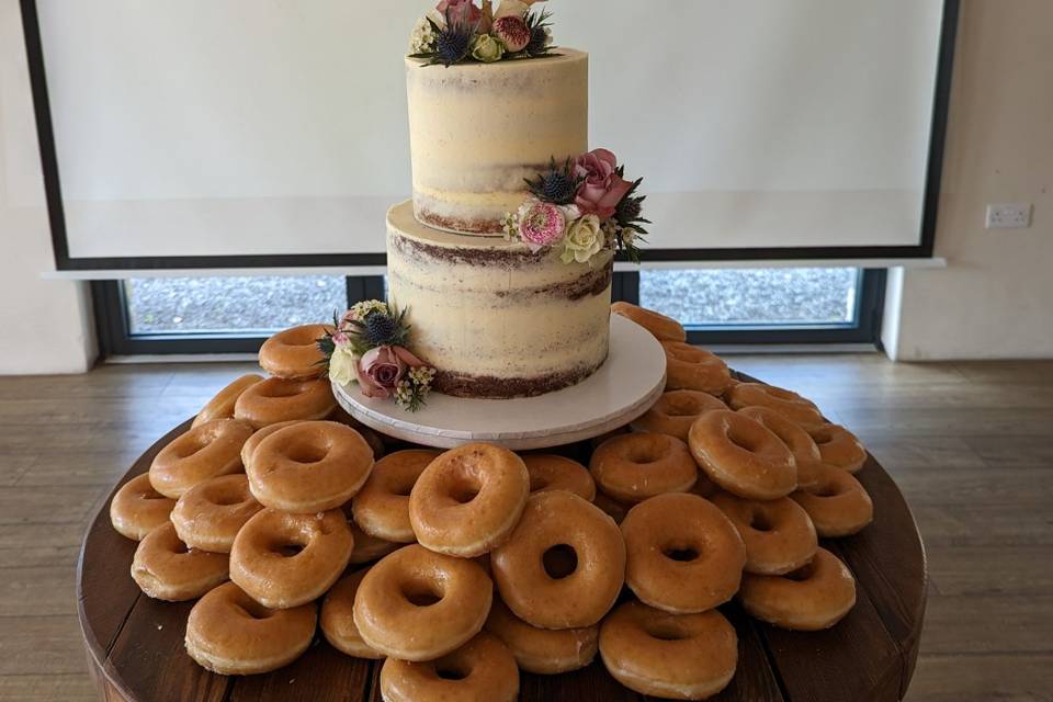 Wedding cake with donuts