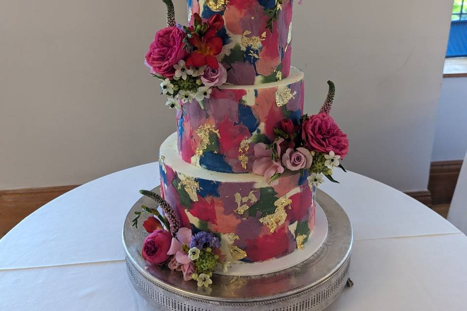 Abstract ganache wedding cake