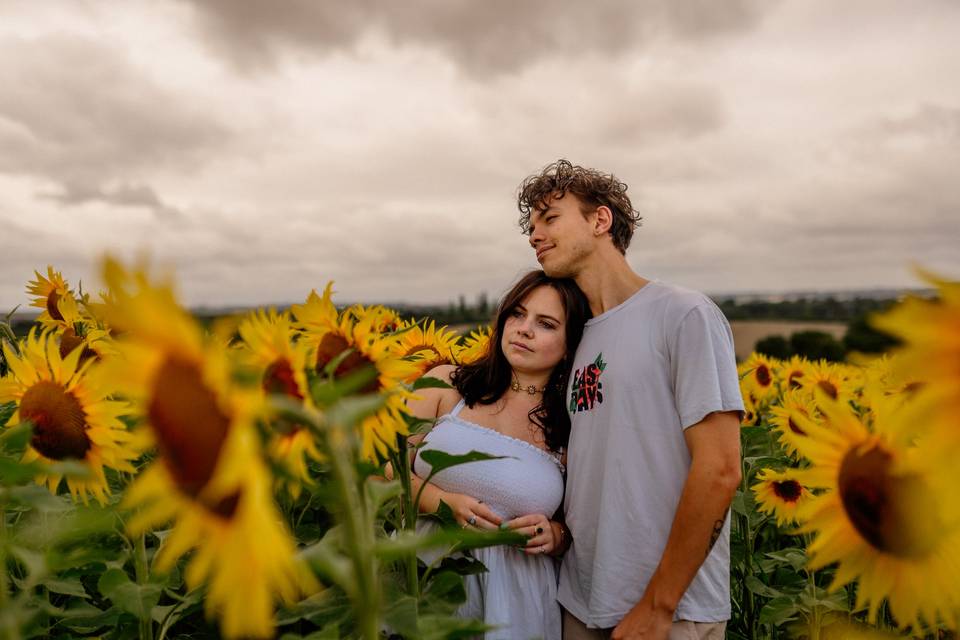 Sunflower couple engagement