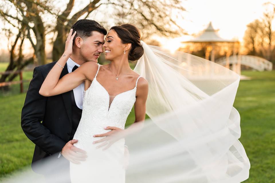 Veil catching summer breeze