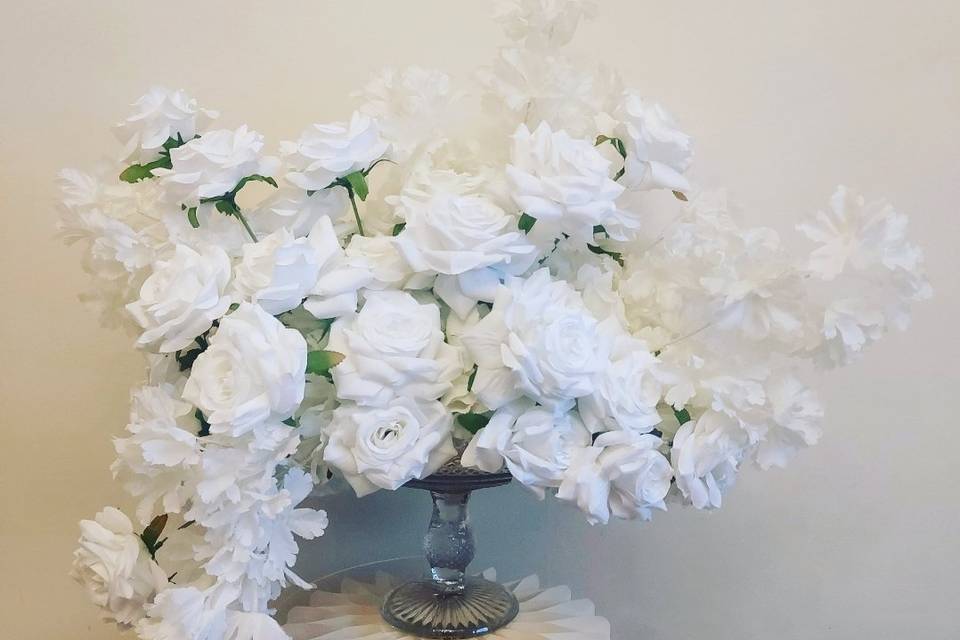 White Faux Flower Centrepiece