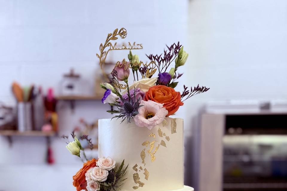 Wild flowers and gold leaf