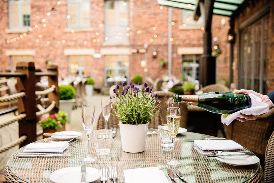 Courtyard wedding breakfast