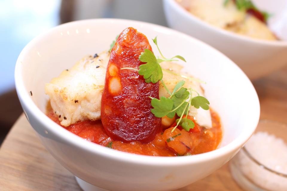 Cod - chorizo -white bean stew