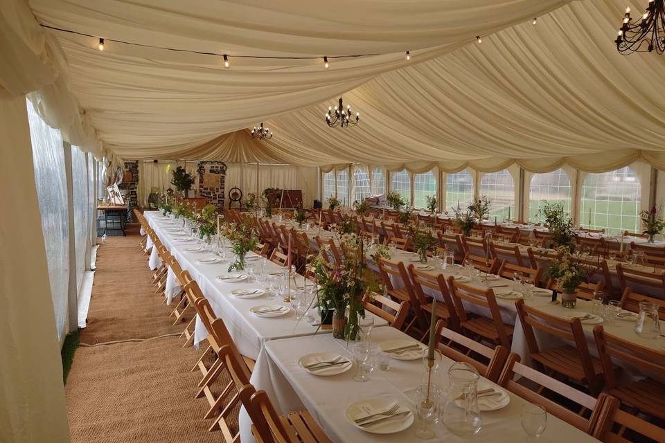 Inside a marquee