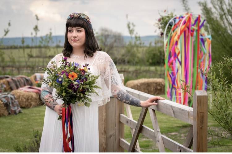 Colourful Farm Wedding Bride