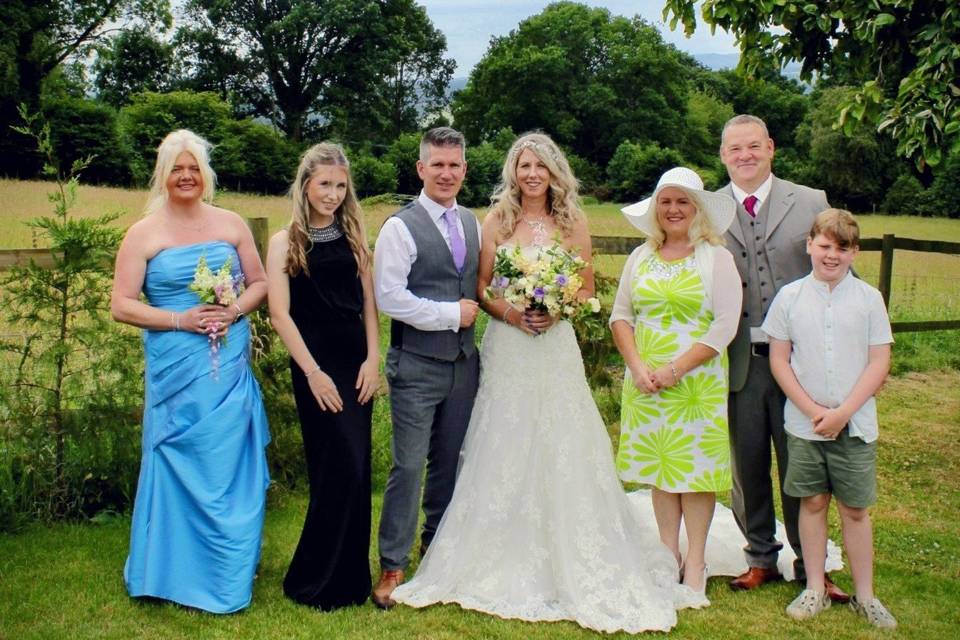Family with clee hill view