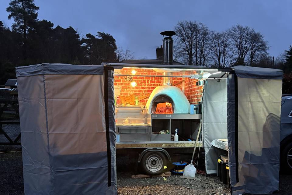 Evening set up outside venue