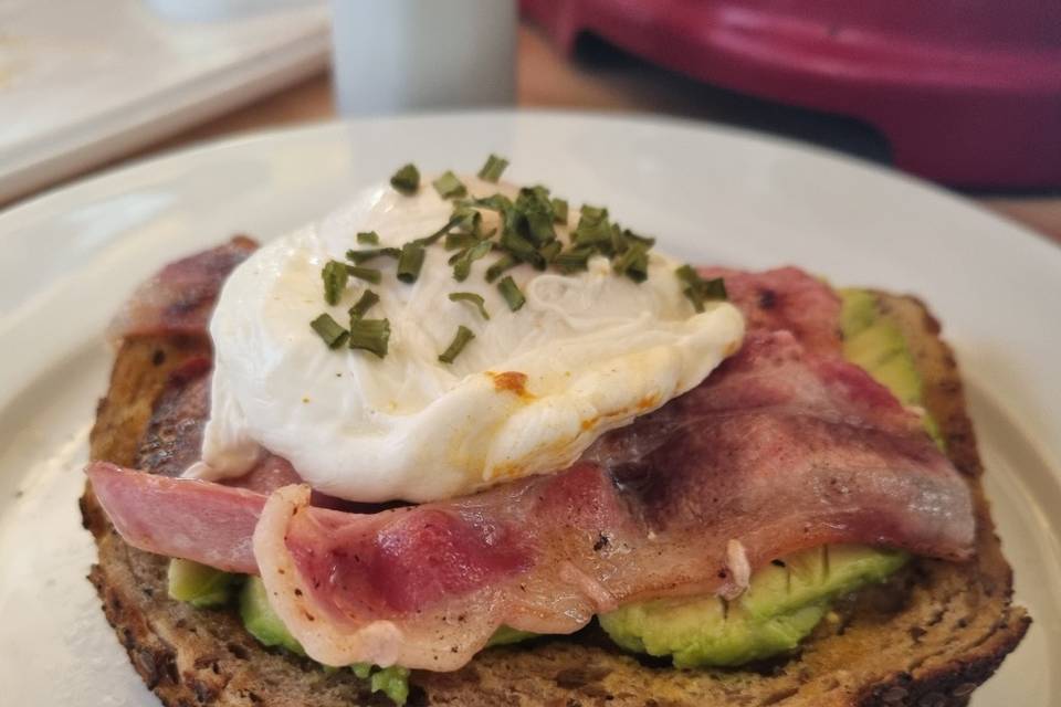 Poached egg on avocado