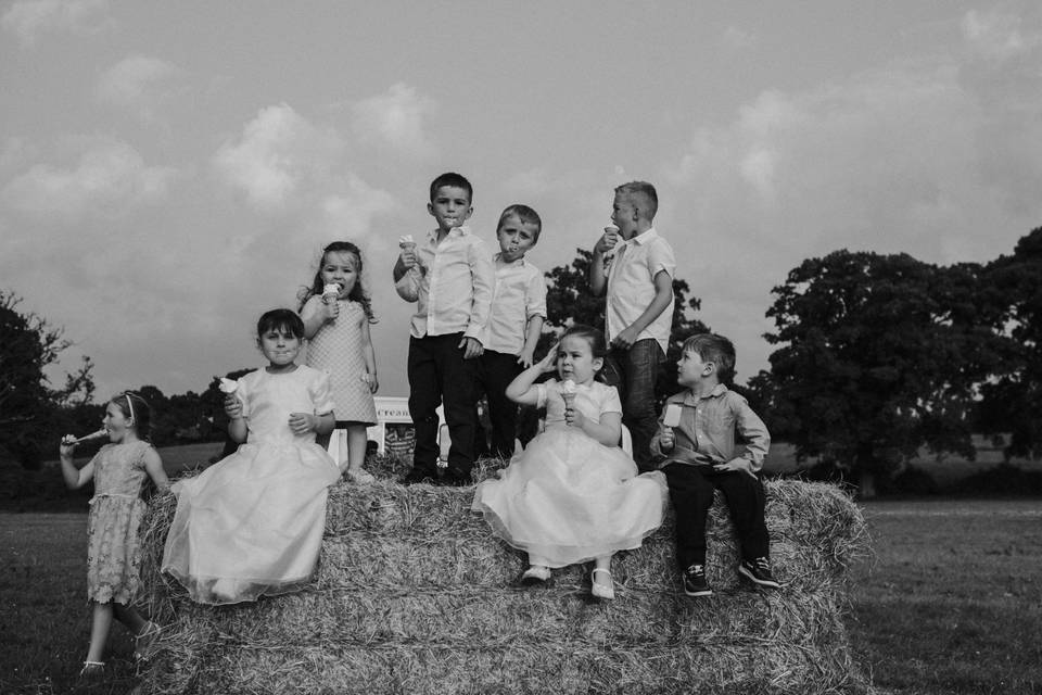 Children at farm wedding