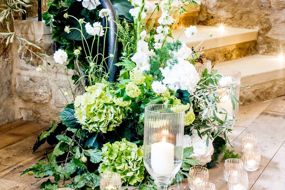 Stair garland with candles