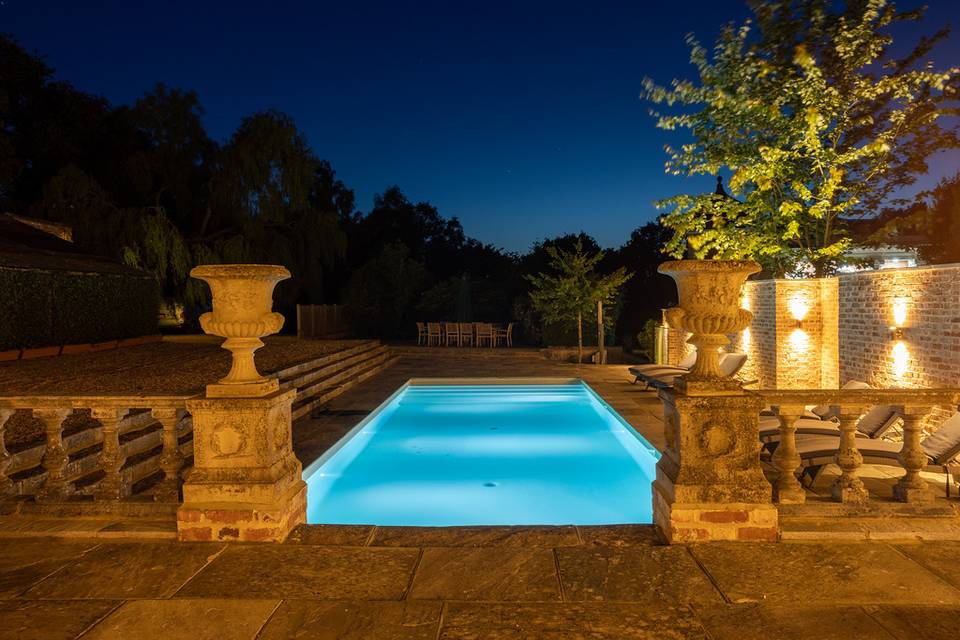 Swimming pool at night