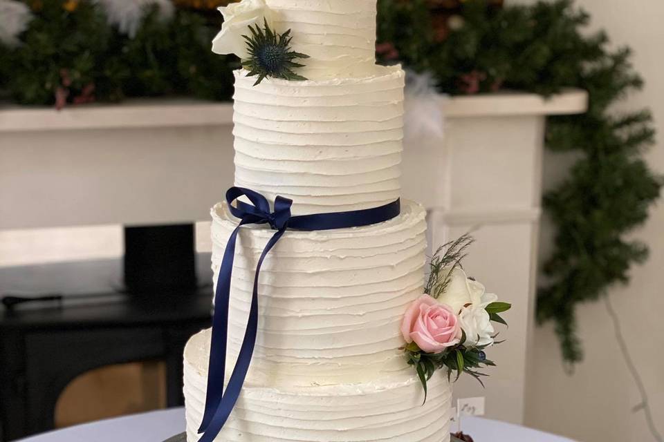 Ruffle iced wedding cake