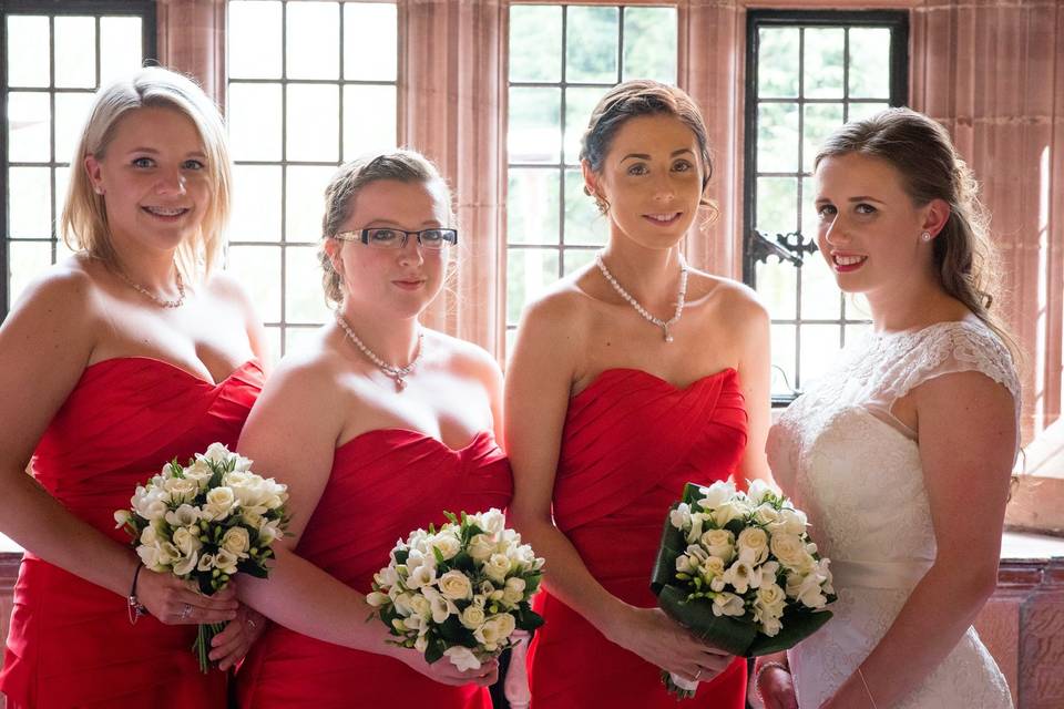 Bride and bridesmaids