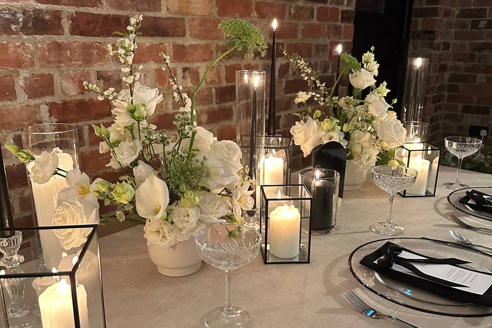 Black tie tablescape