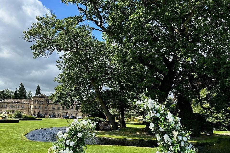 Floral pillars @ Grantley Hall