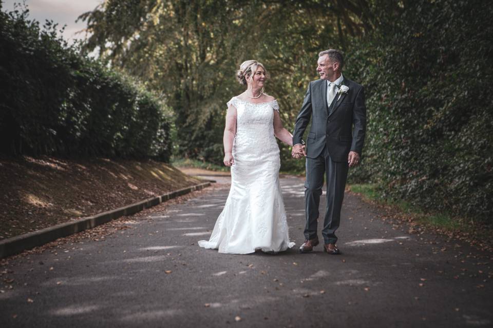 Walking newlyweds