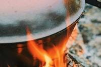Pot on flames