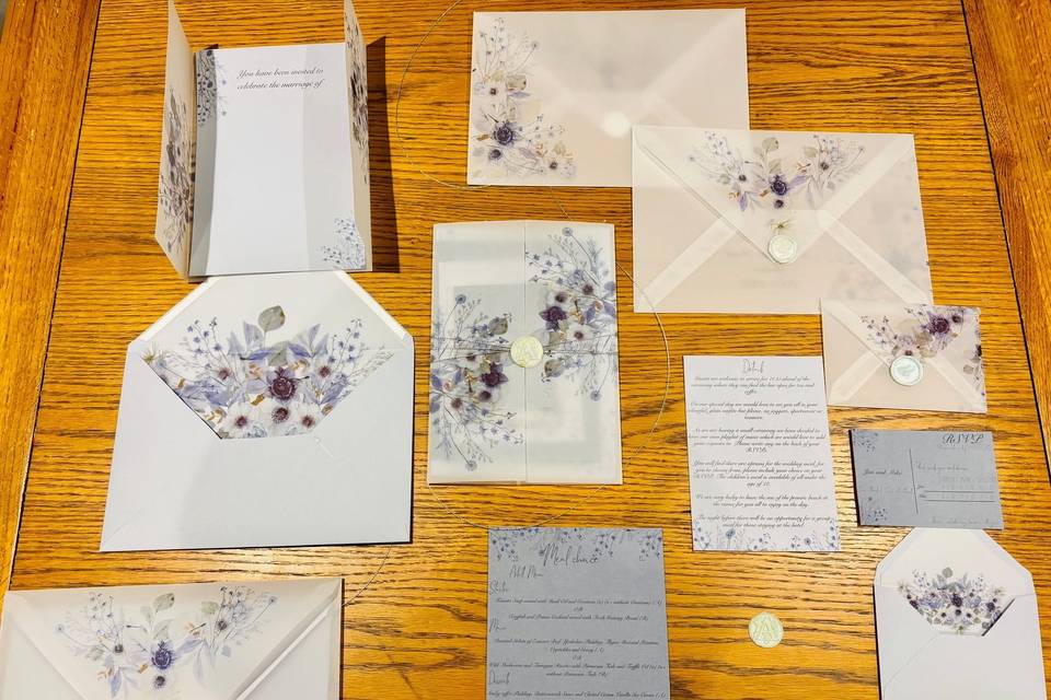 Vellum printed wedding invites