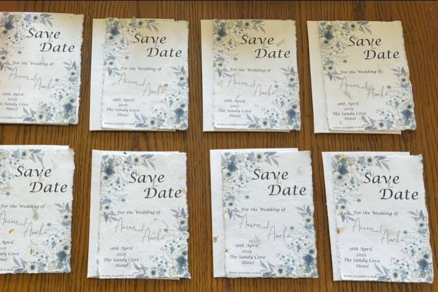 Save the date hand made paper