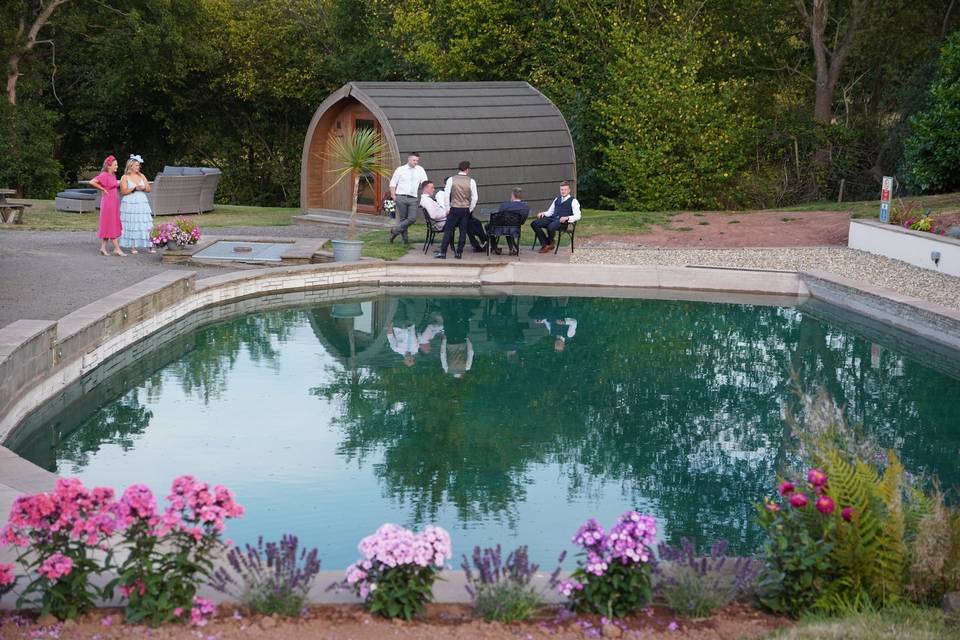 Evening drinks by the pond