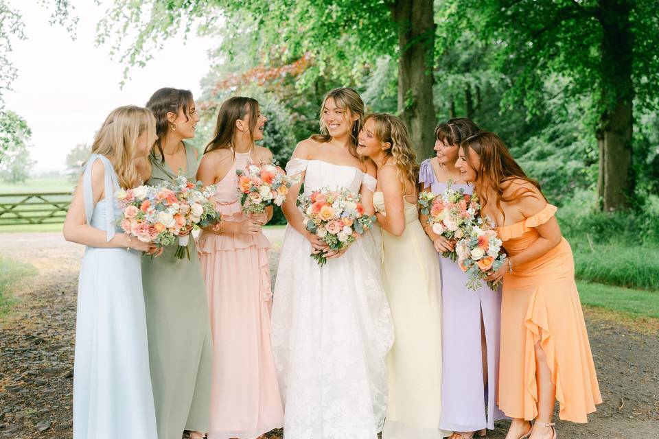 Bride and bridesmaids