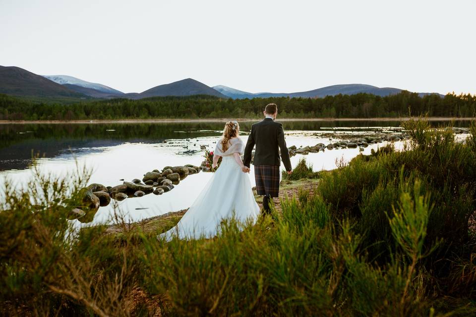 Newlyweds walk in bliss